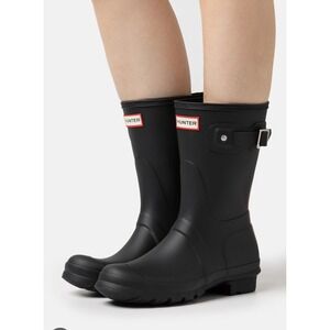 Hunter Original Back Adjustable Short Women Casual Boots Black 7 EU 38 UK 5 NEW